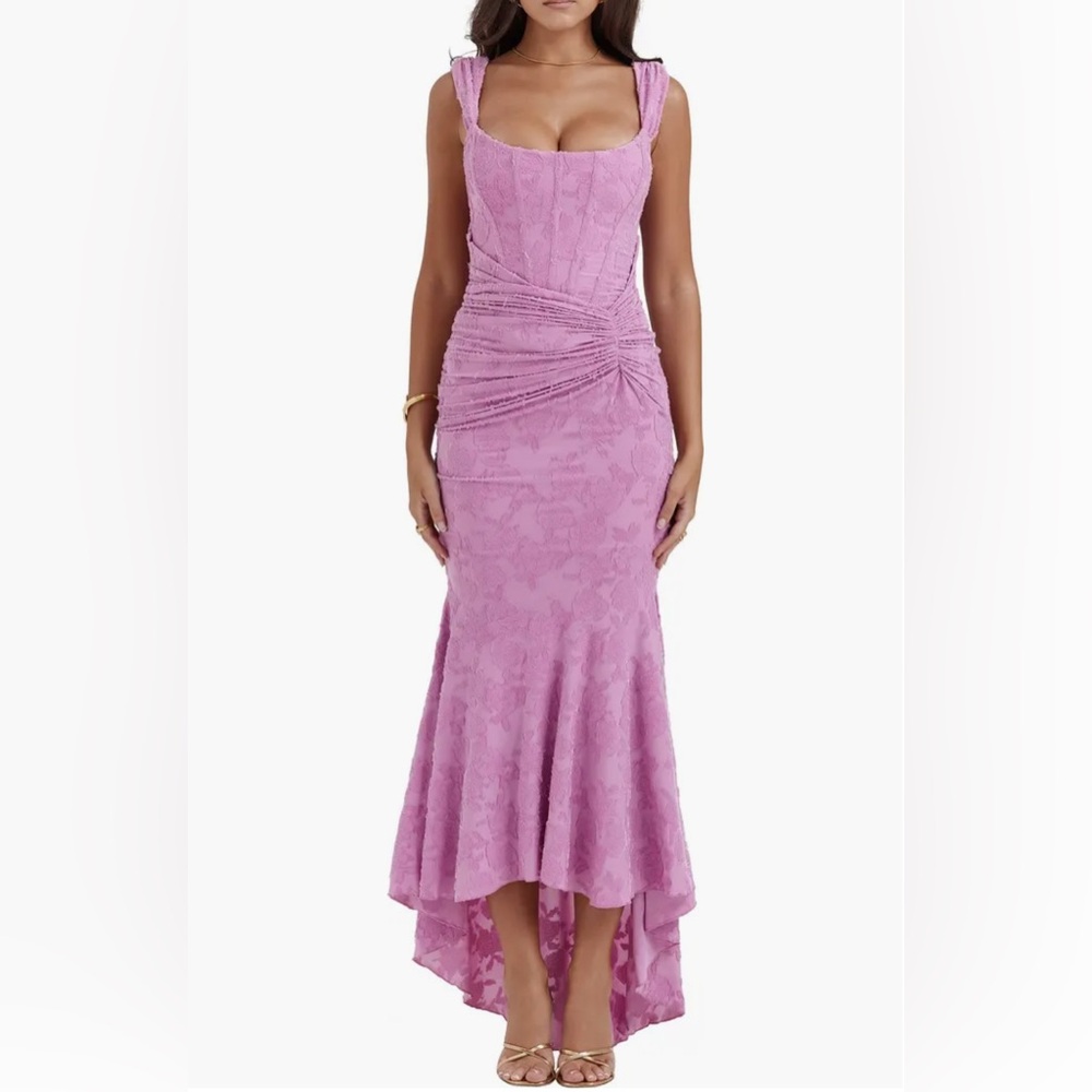 Cesca Floral Ruched High-Low Corset Dress
HOUSE OF CB